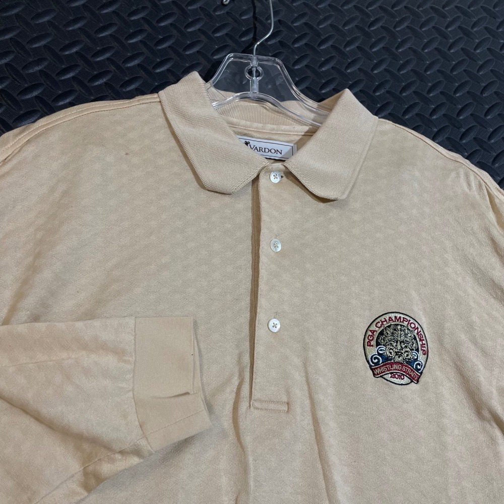 Vintage Vardon PGA Championship Whistling Straits Golf Long Sleeve Polo Gold L
